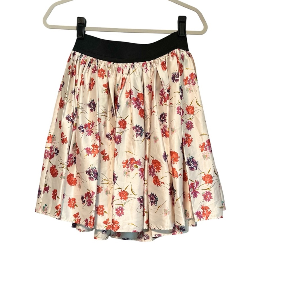 Fiorucci Floral Mini Skirt with Black Waistband